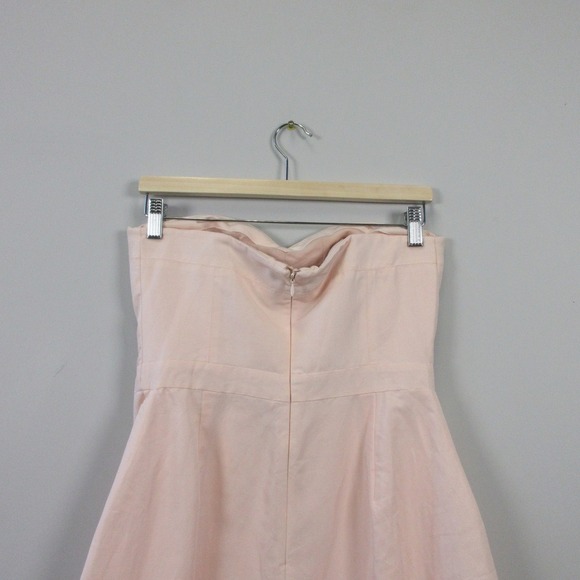 J. Crew Strapless Ruffle Hem Mini Dress Women 8 Pink Cotton Silk Cocktail 428 - Picture 8 of 12